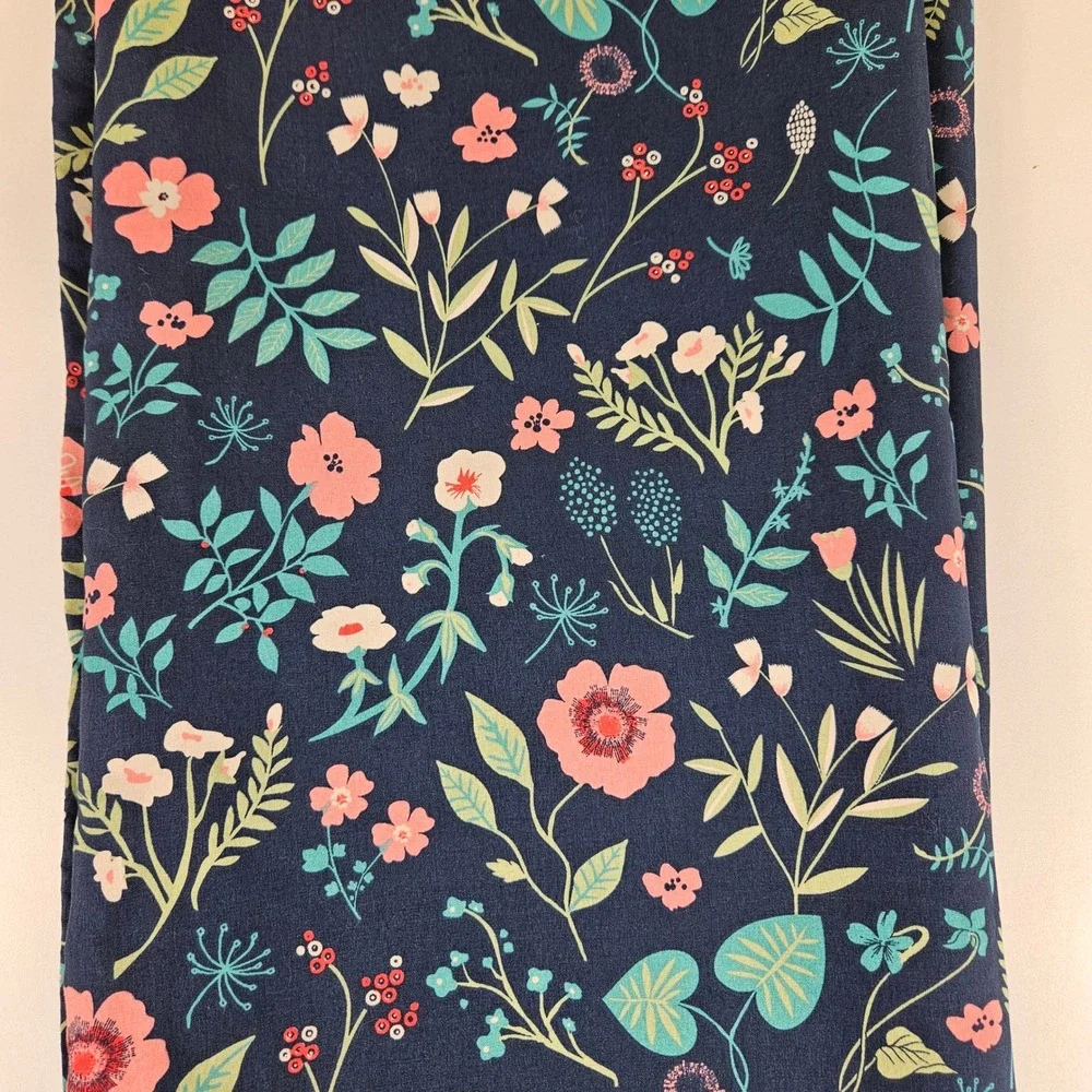 South Point FULL Microfiber Fitted & Flat Sheet Bedding Set Navy Blue Floral